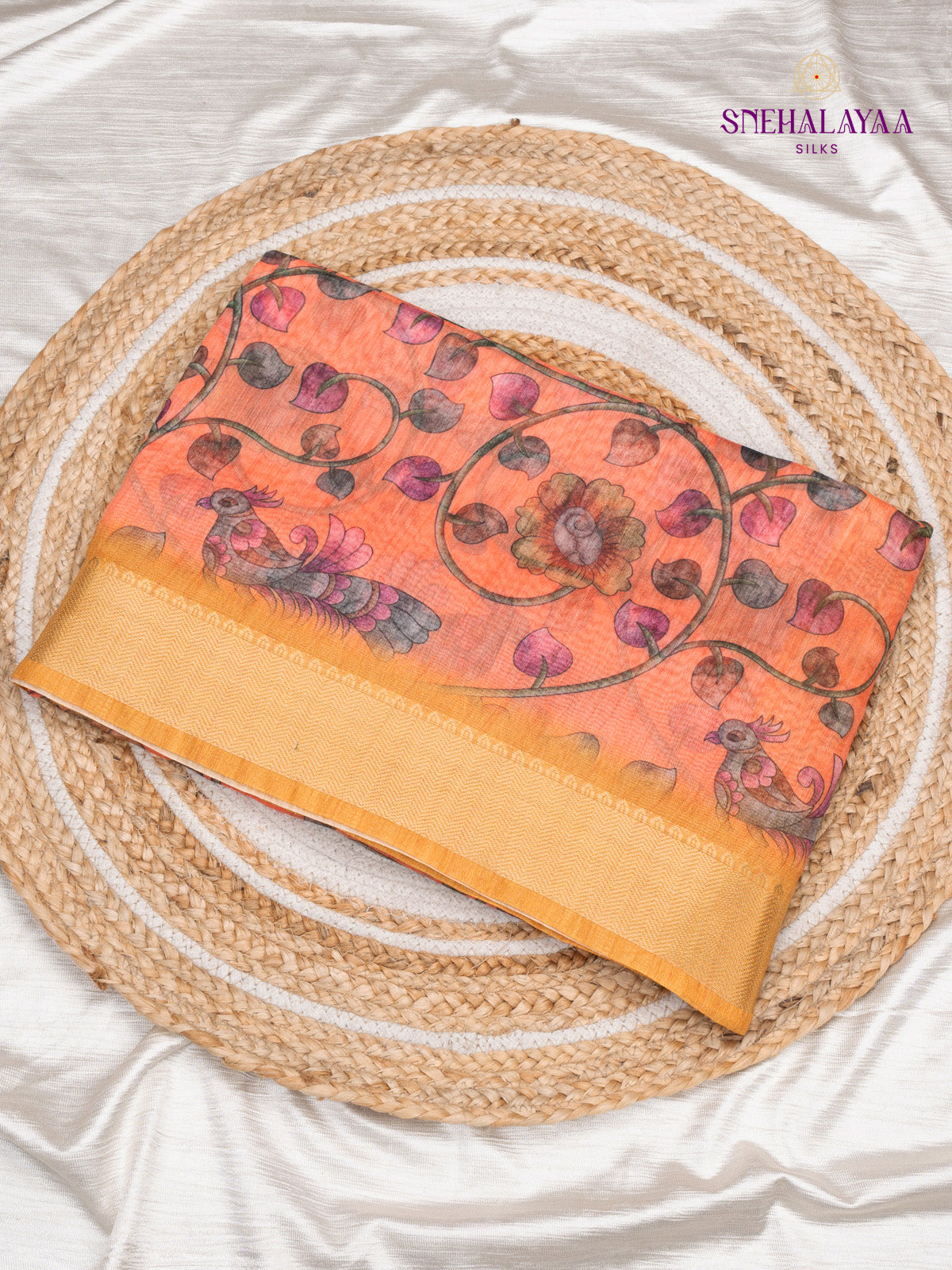 Light Orange Chanderi Saree